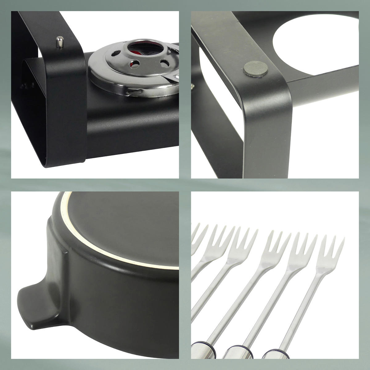 FONDUESET  - Schwarz, KONVENTIONELL, Keramik (29/22.5/19cm) - Kela