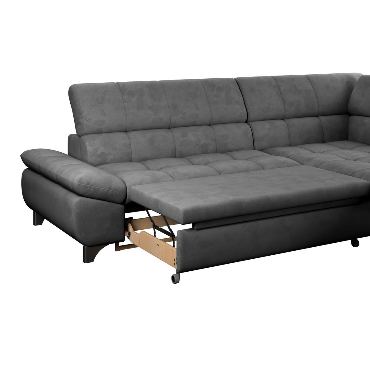 ECKSOFA Dunkelgrau Chenille  - Chromfarben/Dunkelgrau, KONVENTIONELL, Textil/Metall (312/234cm) - Livetastic