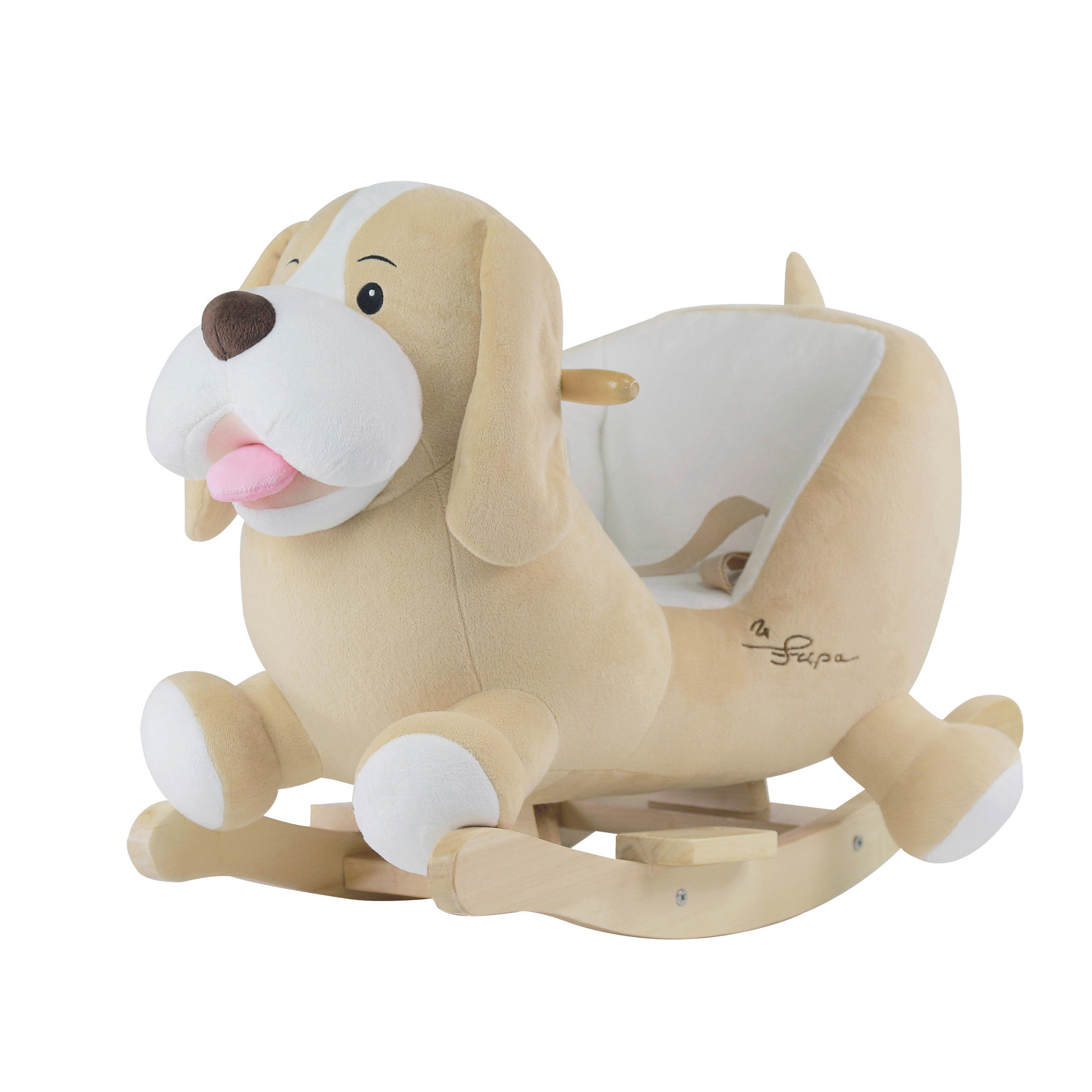 XXXLutz Schaukeltier Hund Sam Creme, Weiß, Hellbraun 33x58x60 cm