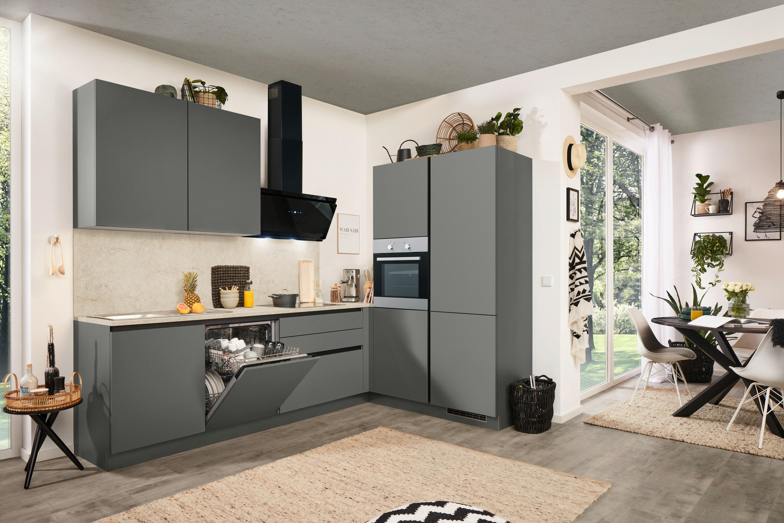 ECKKÜCHE 276/183 cm  in Anthrazit  - Anthrazit, Basics, Holzwerkstoff (276/183cm) - Welnova