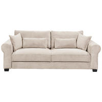 SCHLAFSOFA Cord Creme  inkl. Zierkissen, Bettkasten, Schlaffunktion  - Creme/Schwarz, Basics, Kunststoff/Textil (250/95/125cm) - MID.YOU