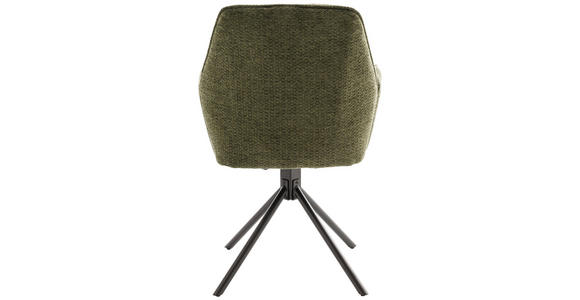 ARMLEHNSTUHL  Sitzfläche 180° drehbar, automatische Rückholfunktion Struktur  - Schwarz/Olivgrün, Design, Textil/Metall (59/88/63cm) - Carryhome