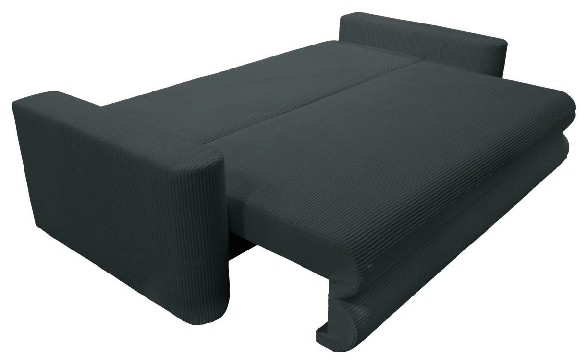 SCHLAFSOFA  mit Liegefunktion Cord Dunkelgrau  - Dunkelgrau/Silberfarben, Design, Kunststoff/Textil (232/88/105cm) - MID.YOU