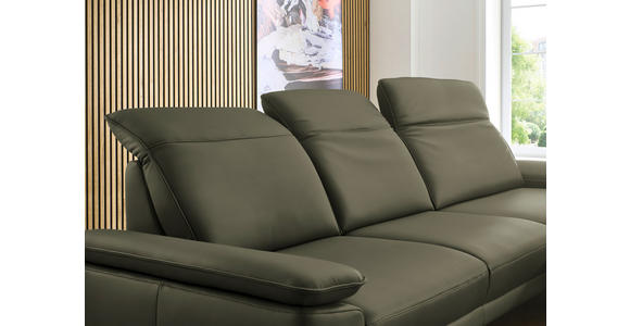ECKSOFA in Echtleder Grau, Grün 332/193 cm - Schwarz/Grau, Design, Leder/Metall (332/193cm) - Dieter Knoll