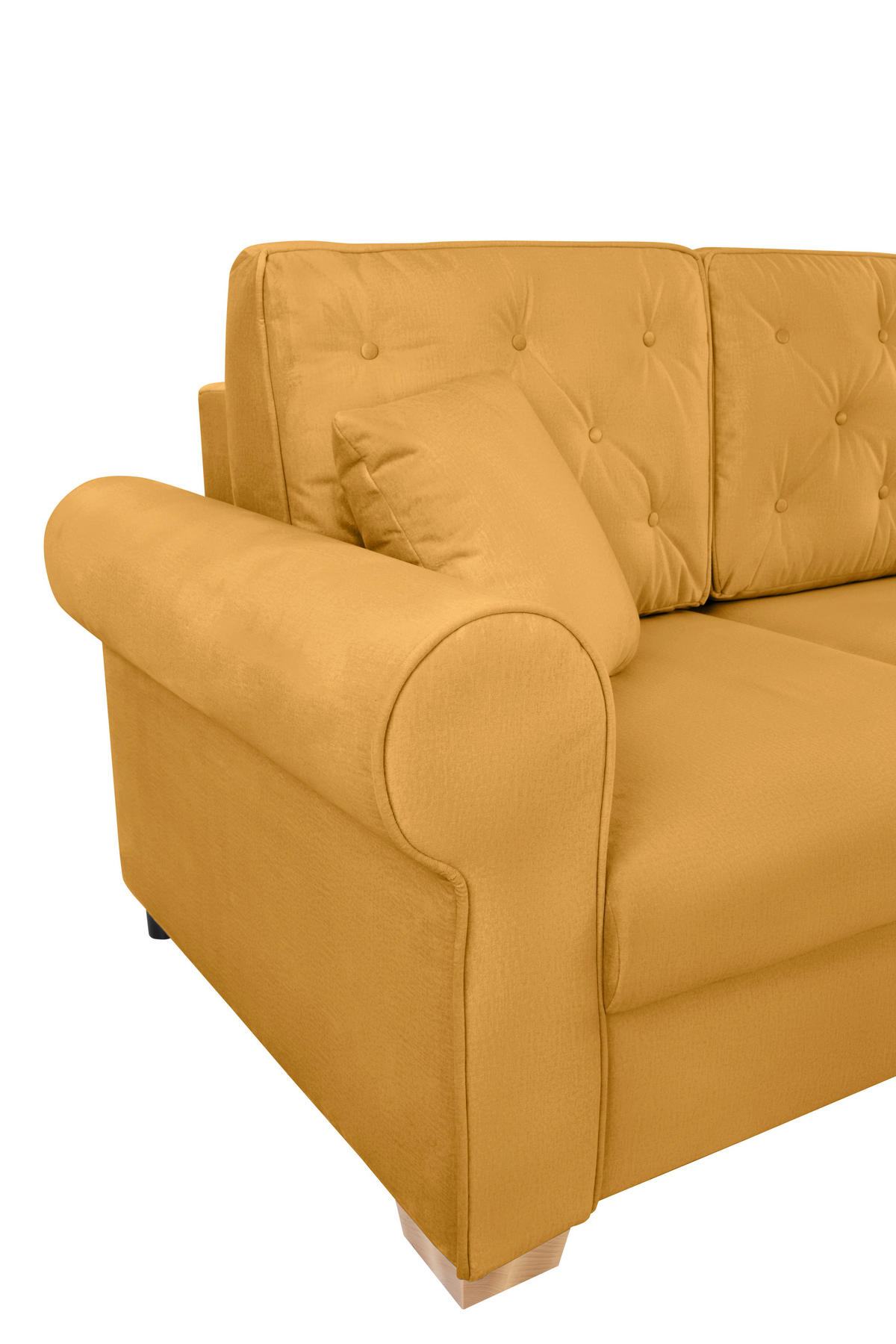 SCHLAFSOFA in Gelb  - Gelb/Buchefarben, Design, Holz/Textil (240/94/98cm) - MID.YOU