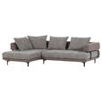 ECKSOFA  in Flachgewebe Braun  195/263 cm  - Schwarz/Braun, KONVENTIONELL, Textil/Metall (195/263cm) - Carryhome