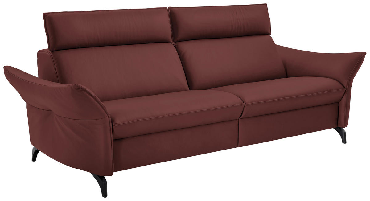 3-SITZER-SOFA in Echtleder Rotbraun  - Rotbraun/Anthrazit, Design, Leder/Metall (224/94/95cm) - Himolla