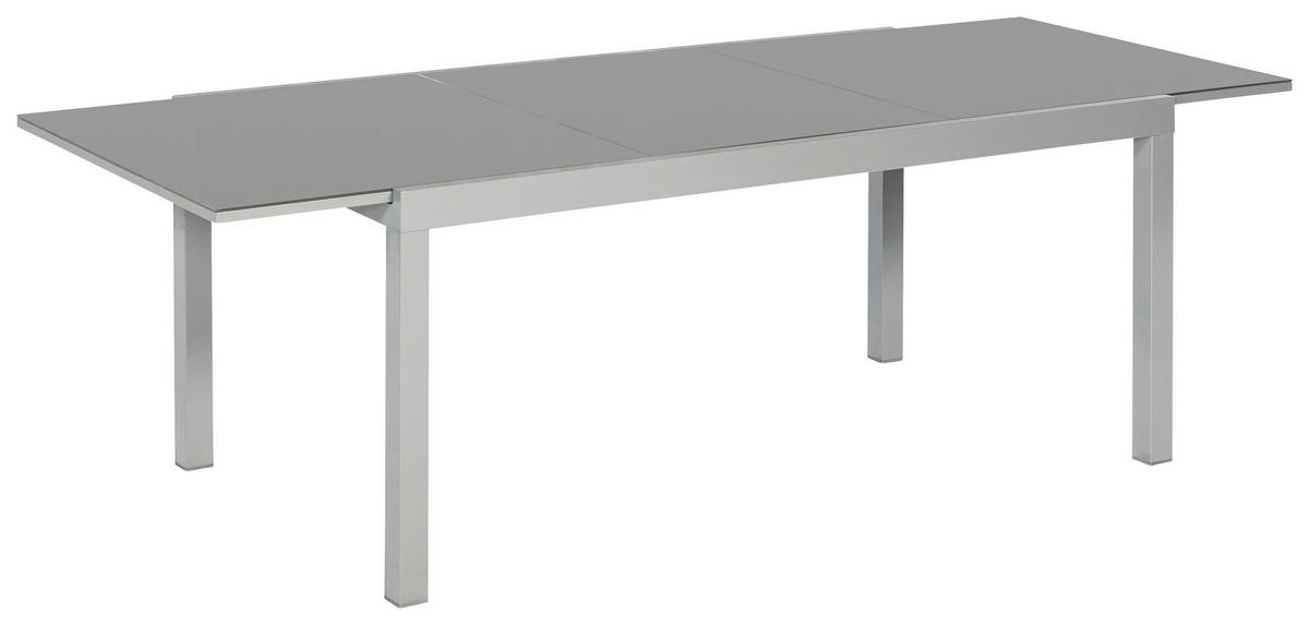 GARTENTISCH 200-300/110/75 cm Metall, Glas rechteckig  - Silberfarben/Grau, KONVENTIONELL, Glas/Metall (200-300/110/75cm) - Gardenson