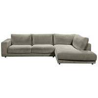 ECKSOFA  in Cord Graubraun Rückenkissen, Rücken echt  325/224 cm  - Graubraun/Schwarz, Design, Kunststoff/Textil (325/224cm) - Hom`in