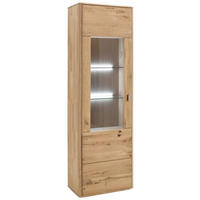 VITRINSKÅP i massiv rustik ek ekfärgad  - silver/ekfärgad, Design, metall/trä (66/208/38cm) - Livetastic