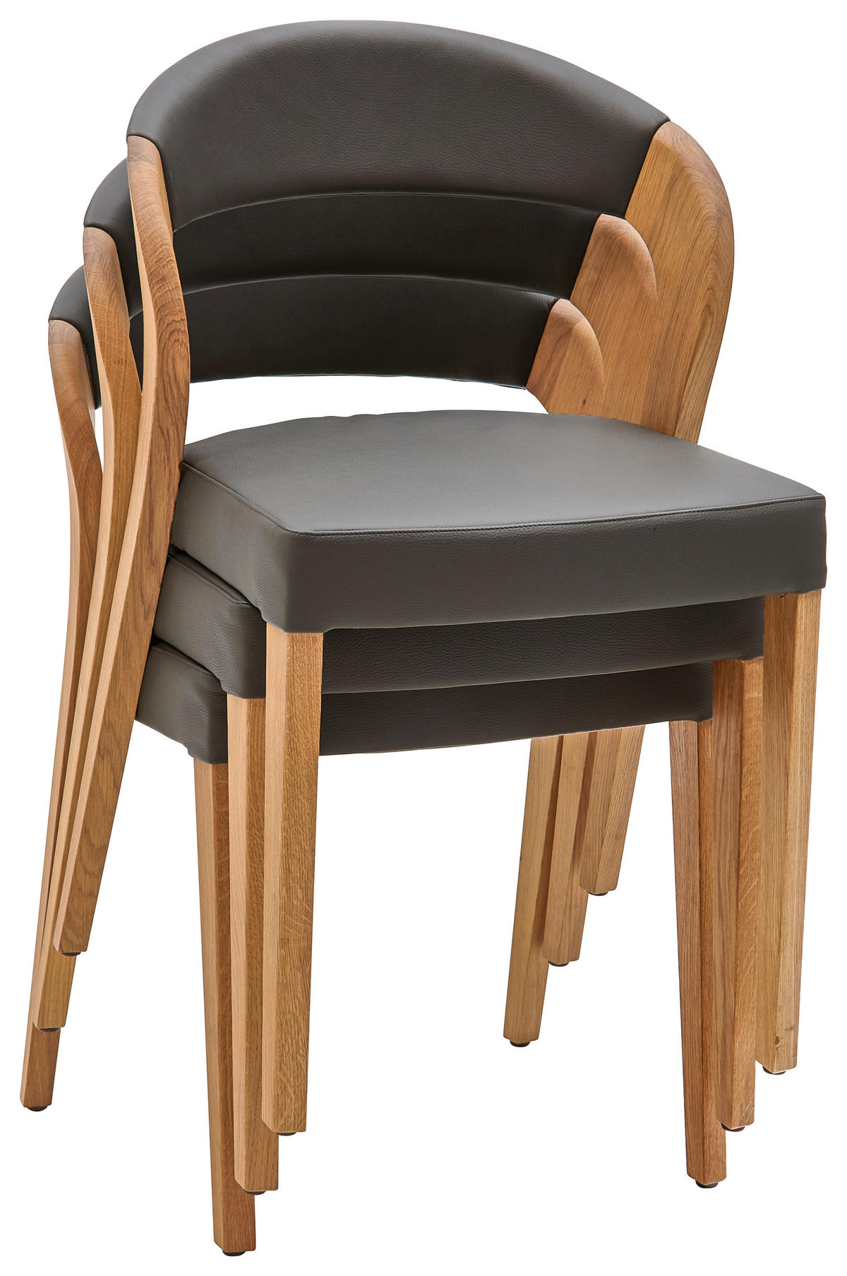 STUHL Echtleder pigmentiert  - Eichefarben/Dunkelgrau, Natur, Leder/Holz (55/79,5/55cm) - Voglauer