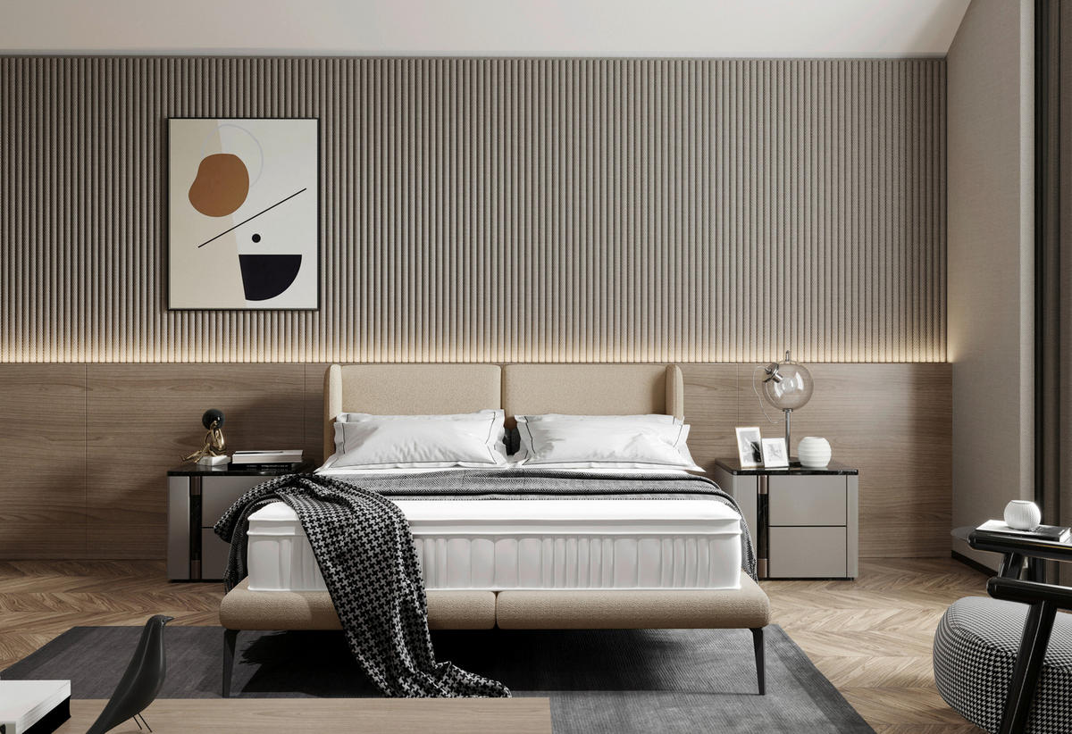 POLSTERBETT 180/200 cm  in Cognac  - Cognac/Schwarz, Modern, Textil/Metall (180/200cm) - Livetastic