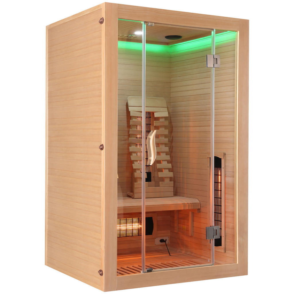 Thumbnail - Infrarotkabine Malmö Hemlock, Natur, Holz, 120x190x105 cm, Freizeit, Wellness, Infrarotkabinen