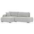 ECKSOFA Grau Flachgewebe Zierkissen, Rückenkissen, Bettkasten, Schlaffunktion, Rücken echt, Liegefläche im Originalstoff  - Schwarz/Grau, KONVENTIONELL, Kunststoff/Textil (145/260cm) - Carryhome