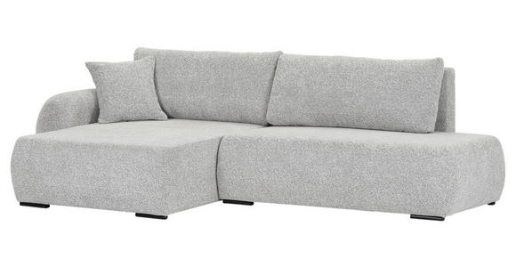 ECKSOFA Grau Flachgewebe Zierkissen, Rückenkissen, Bettkasten, Schlaffunktion, Rücken echt, Liegefläche im Originalstoff  - Schwarz/Grau, KONVENTIONELL, Kunststoff/Textil (145/260cm) - Carryhome