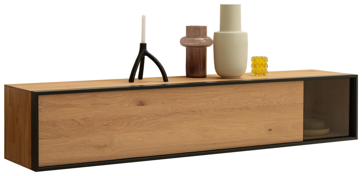HÄNGELOWBOARD Anthrazit, Eichefarben  202/39/42 cm  - Eichefarben/Anthrazit, Design, Glas/Holz (202/39/42cm) - Schöner Wohnen