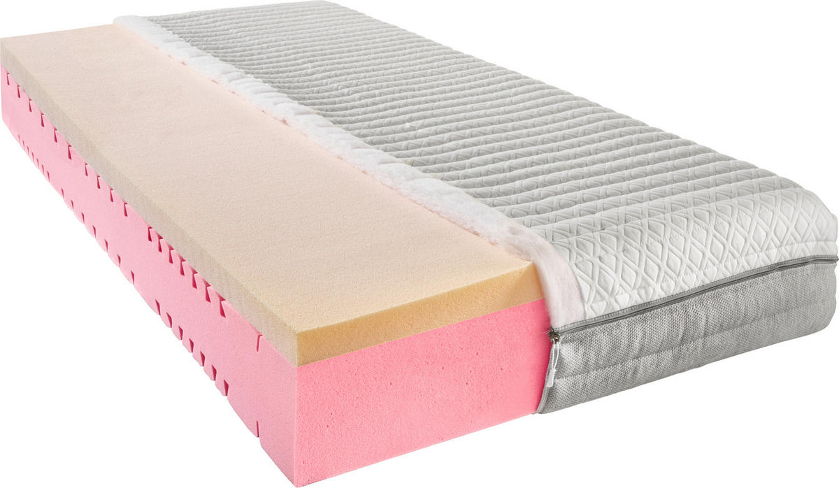 KALTSCHAUMMATRATZE 120/200 cm Höhe ca. 23 cm 7 -Zonen - Weiß, Basics, Textil (120/200cm) - Boxxx