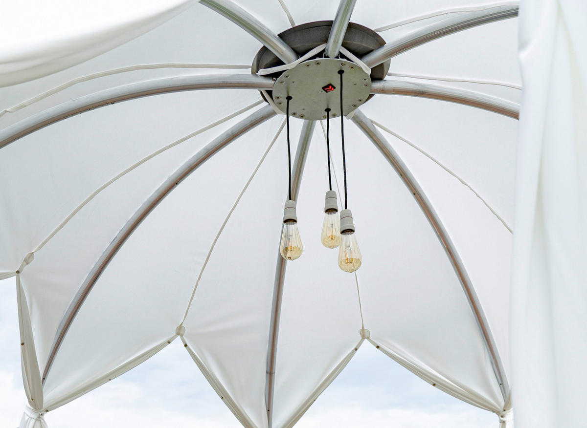 PAVILLON 372/250/372 cm Aluminium  - Silberfarben/Weiß, Basics, Textil/Metall (372/250/372cm)
