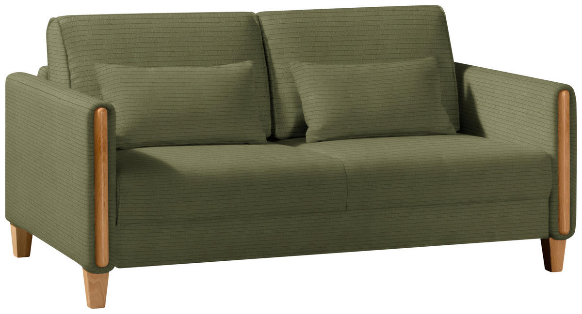 SCHLAFSOFA in Holz, Textil Buchefarben, Olivgrün  - Buchefarben/Olivgrün, Design, Holz/Textil (174/88/104cm) - Niels Andersson