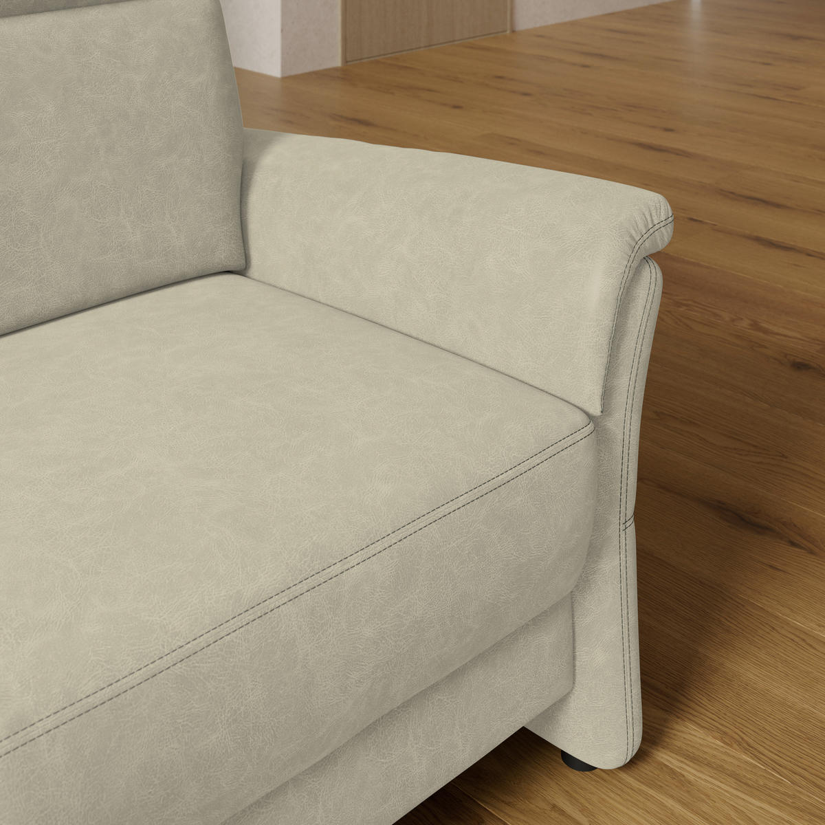 2,5-SITZER Mikrofaser Hellgrau  - Hellgrau/Schwarz, Konventionell, Kunststoff/Textil (170/99/91cm) - Elegando