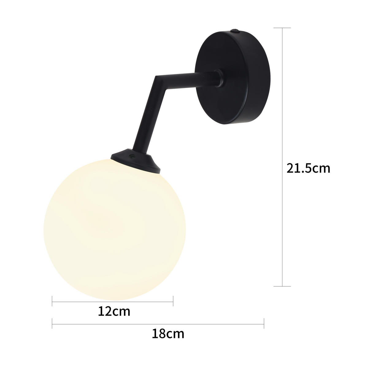 WANDLEUCHTE - Schwarz, Konventionell, Glas (21.5/12/18cm)