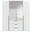 DREHTÜRENSCHRANK 201/223/61 cm,  in Weiß, 4-türig  - Chromfarben/Schwarz, Basics, Glas/Holzwerkstoff (201/223/61cm) - Novel