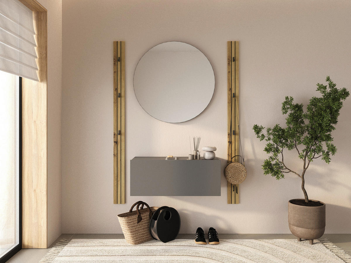 GARDEROBENPANEEL 2 Stück  in 13/160/1,6 cm  - Schwarz/Eiche Artisan, MODERN, Holzwerkstoff (13/160/1,6cm) - Xora