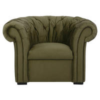 CHESTERFIELD-SESSEL Velours Olivgrün    - Schwarz/Olivgrün, Design, Holz/Textil (114/78/91cm) - MID.YOU