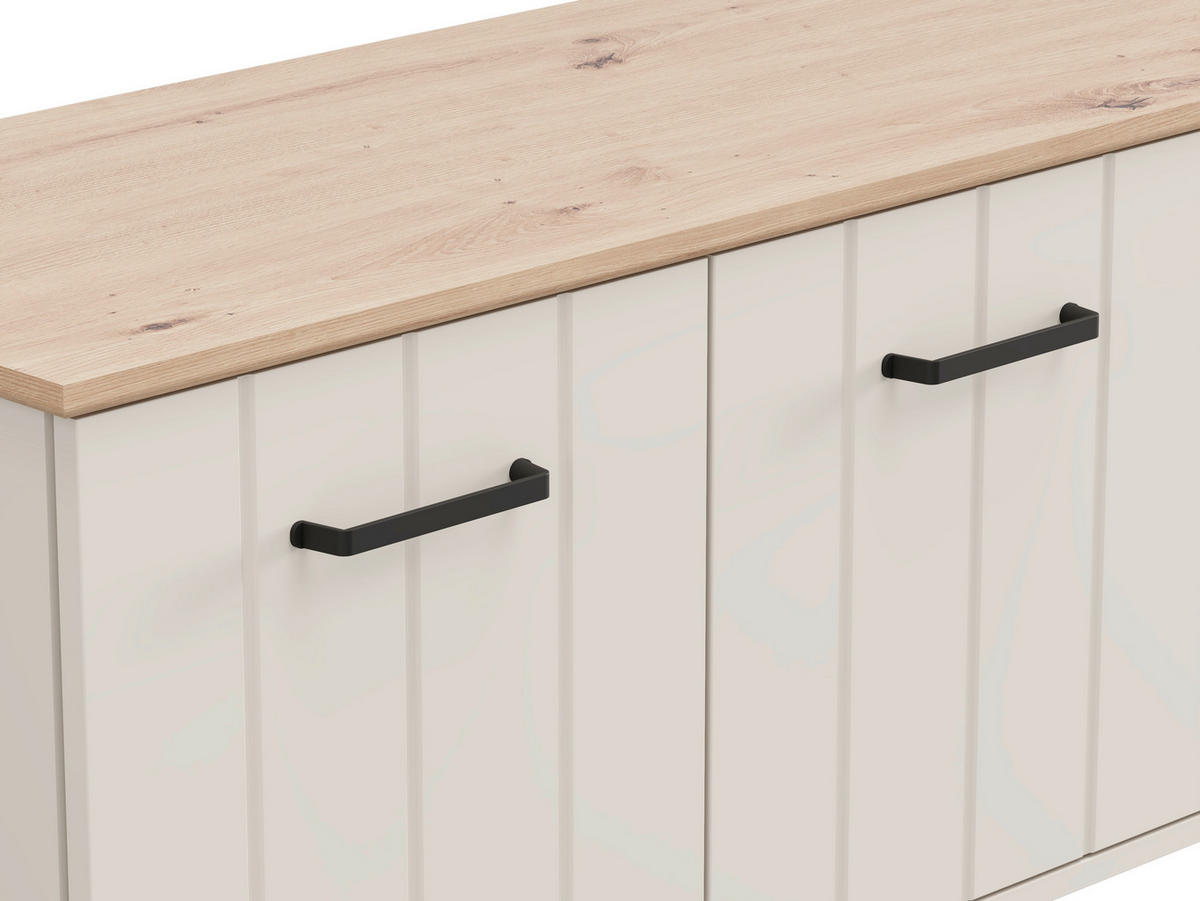 LOWBOARD  156/44/40,5 cm  stehend  - Kaschmir/Schwarz, Basics, Holzwerkstoff/Kunststoff (156/44/40,5cm) - Carryhome