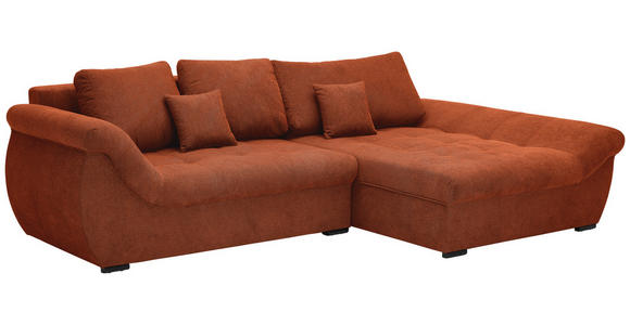 ECKSOFA Rostfarben Flachgewebe - Rostfarben/Schwarz, Design, Kunststoff/Textil (278/175cm) - Xora
