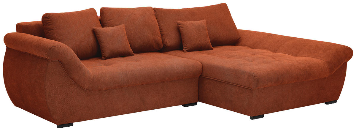 ECKSOFA Rostfarben Flachgewebe  - Rostfarben/Schwarz, Design, Kunststoff/Textil (278/175cm) - Xora
