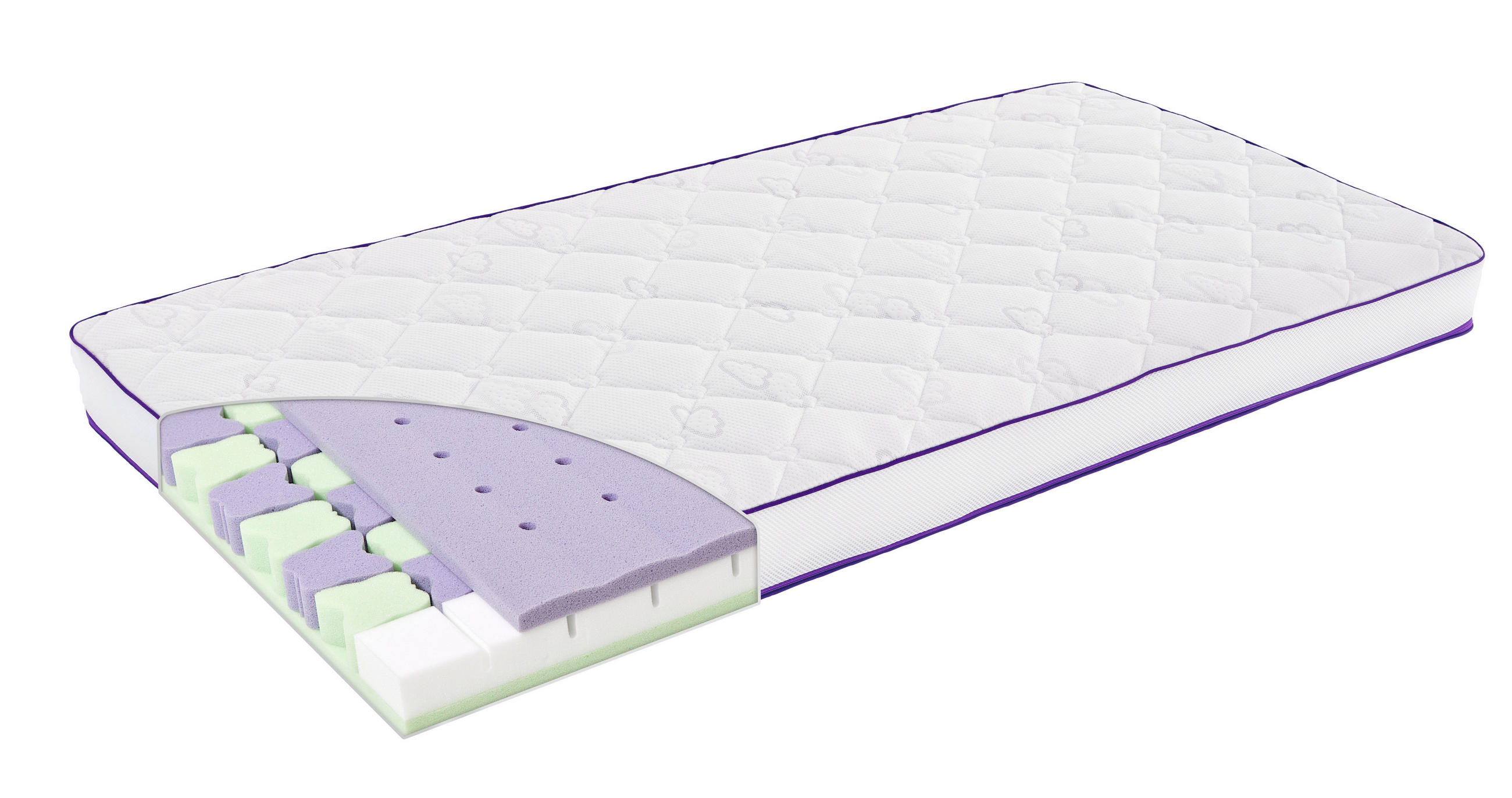 Träumeland Kindermatratze Schmetterling Weiß, Violett 140x70 cm