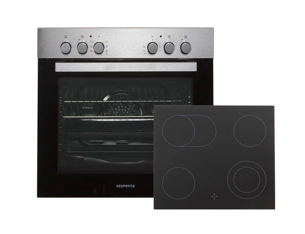 HERDSET HS2200-33  - Edelstahlfarben/Schwarz, Trend, Glas/Metall (59,5/59,5/56,5cm) - Respekta