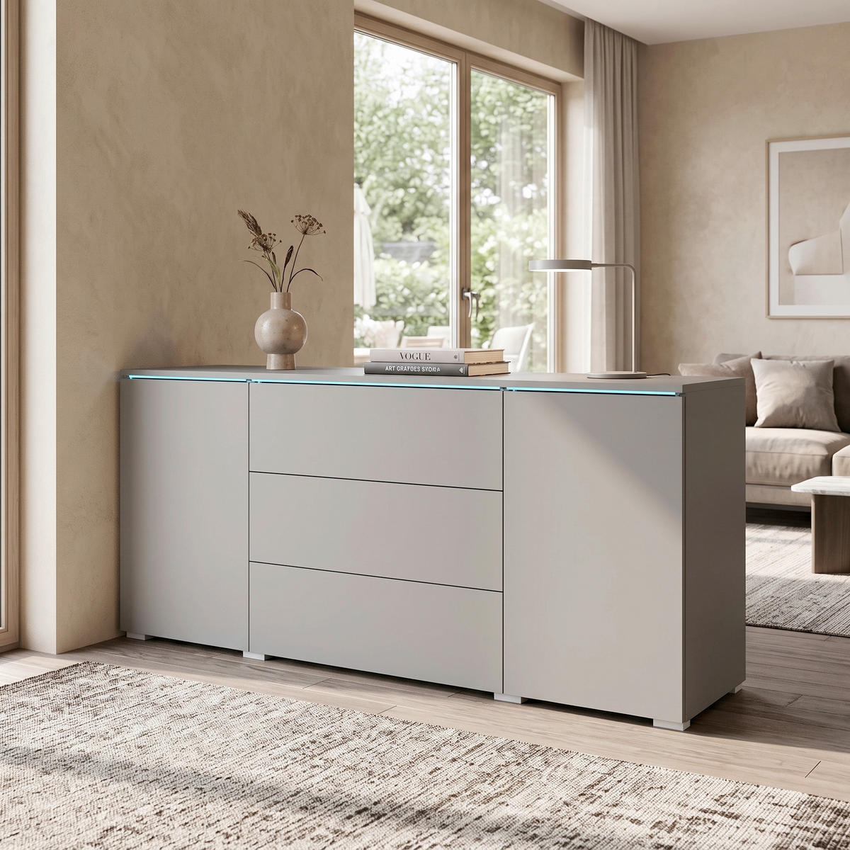 SIDEBOARD Vera  3 Schublade(n)  - Grau, Trend, Holzwerkstoff/Kunststoff (150/67,9/39,5cm) - P & B