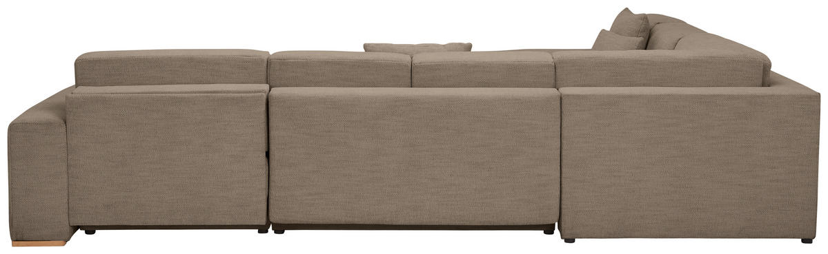 WOHNLANDSCHAFT in Flachgewebe Braun  - Buchefarben/Schwarz, Konventionell, Holz/Kunststoff (283/371/208cm) - Livetastic