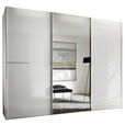 SCHWEBETÜRENSCHRANK 298/240/68 cm 3-türig Weiß  - Chromfarben/Weiß, Design, Glas/Holzwerkstoff (298/240/68cm) - Moderano