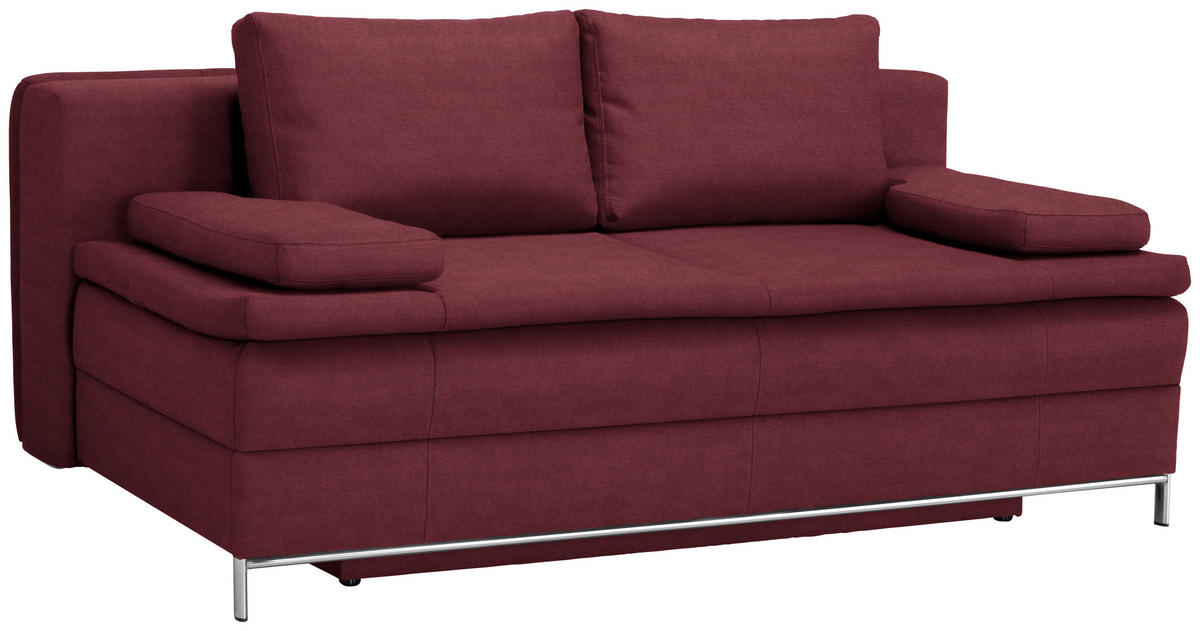 BOXSPRINGSOFA  mit Stoffauswahl Webstoff Weinrot  - Chromfarben/Weinrot, Design, Textil/Metall (200/93/107cm) - Novel