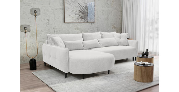 ECKSOFA Creme Chenille  - Creme/Schwarz, MODERN, Textil/Metall (200/285cm) - Carryhome