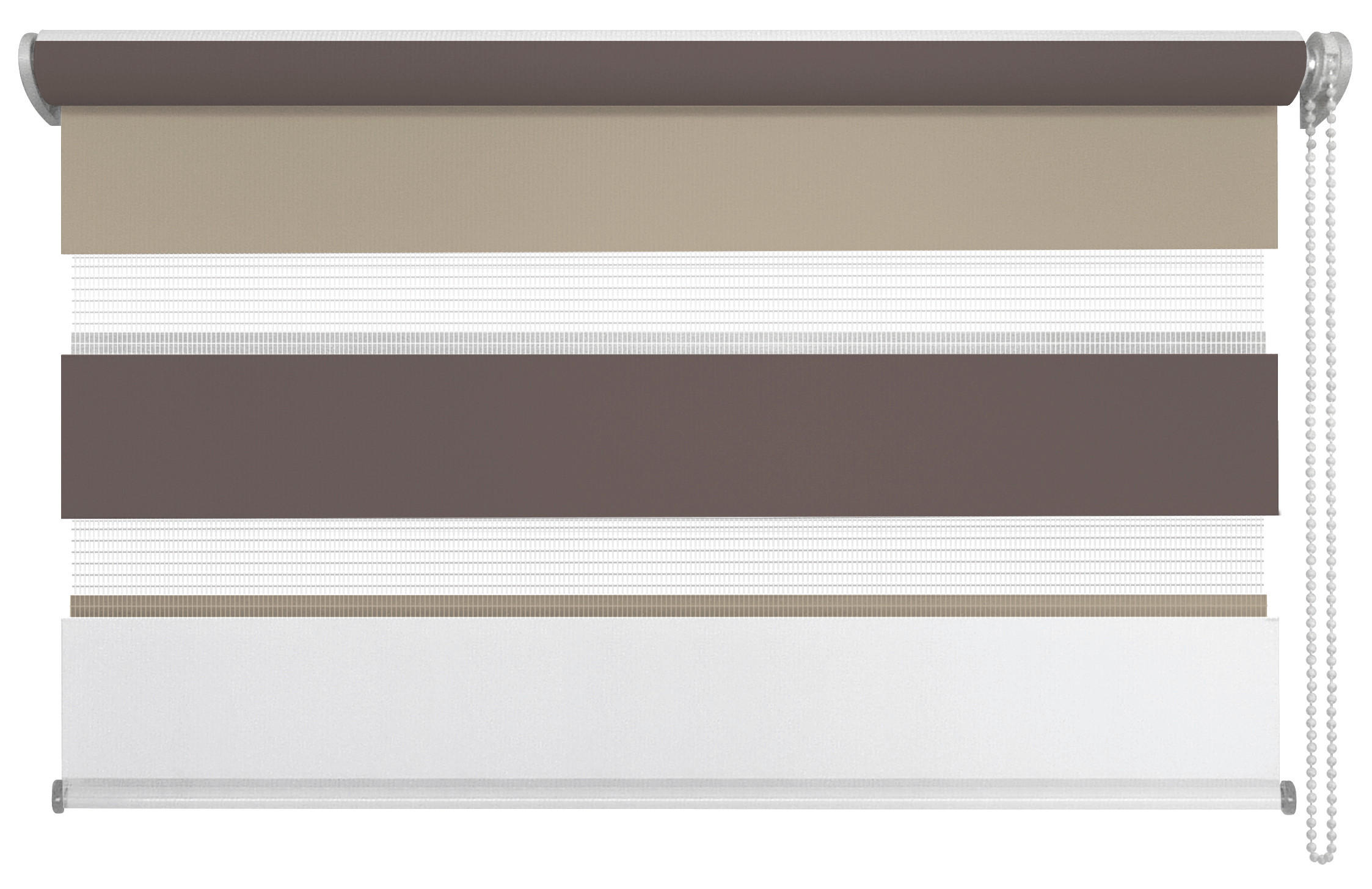 DOPPELROLLO  halbtransparent   80/210 cm   - Braun/Weiß, Basics, Textil (80/210cm)