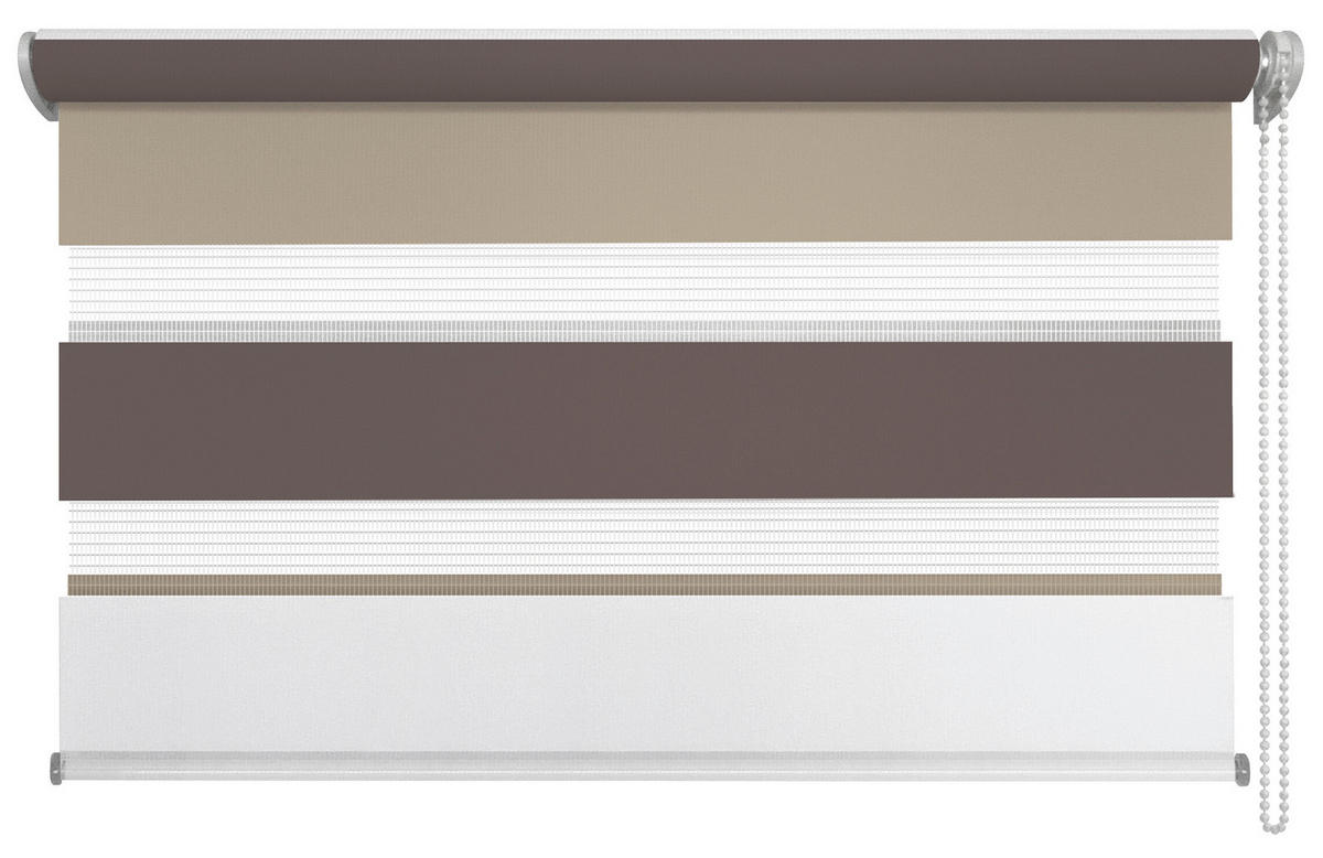 DOPPELROLLO  halbtransparent   80/210 cm   - Braun/Weiß, Basics, Textil (80/210cm)