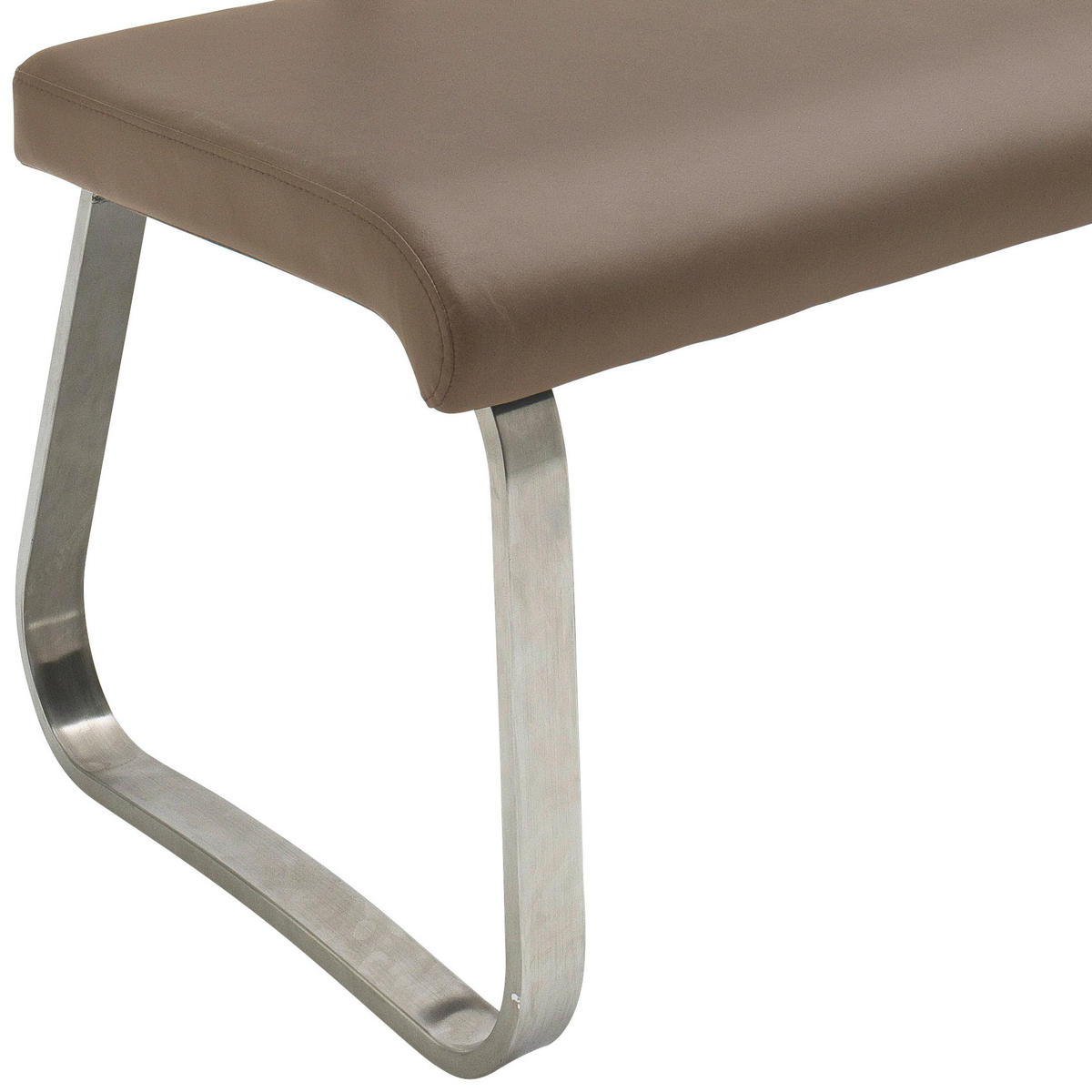SITZBANK in Metall, Leder Edelstahlfarben, Cappuccino  - Edelstahlfarben/Cappuccino, Design, Leder/Metall (175/86/59cm) - Livetastic