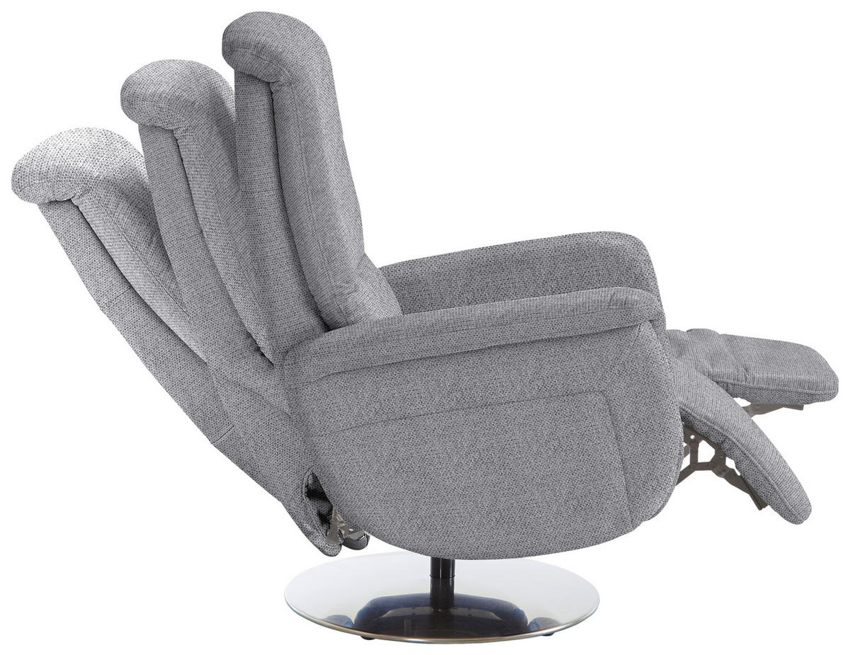 RELAXSESSEL Textil Grau  - Edelstahlfarben/Grau, Konventionell, Textil/Metall (79/112/94cm) - Beldomo Premium