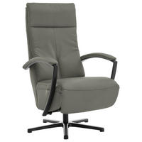 RELAXSESSEL Leder Grau  - Schwarz/Grau, Design, Leder/Metall (76/112/83cm) - Beldomo Speed