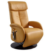 RELAXSESSEL Echtleder    - Wengefarben/Currygelb, Design, Leder/Holz (70/110/80cm) - Cantus