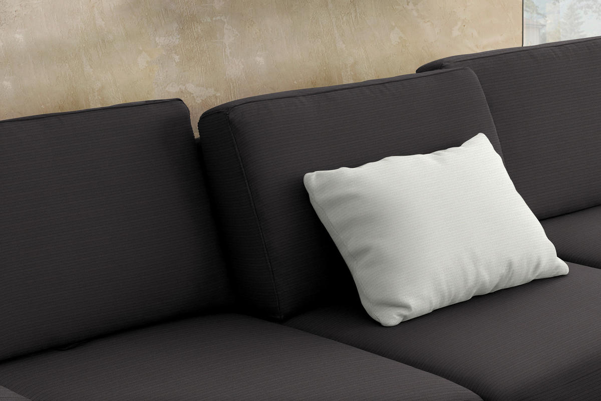 ECKSOFA Cord Dunkelbraun  - Dunkelbraun/Schwarz, Design, Textil/Metall (298/185cm) - Pure Home Lifestyle