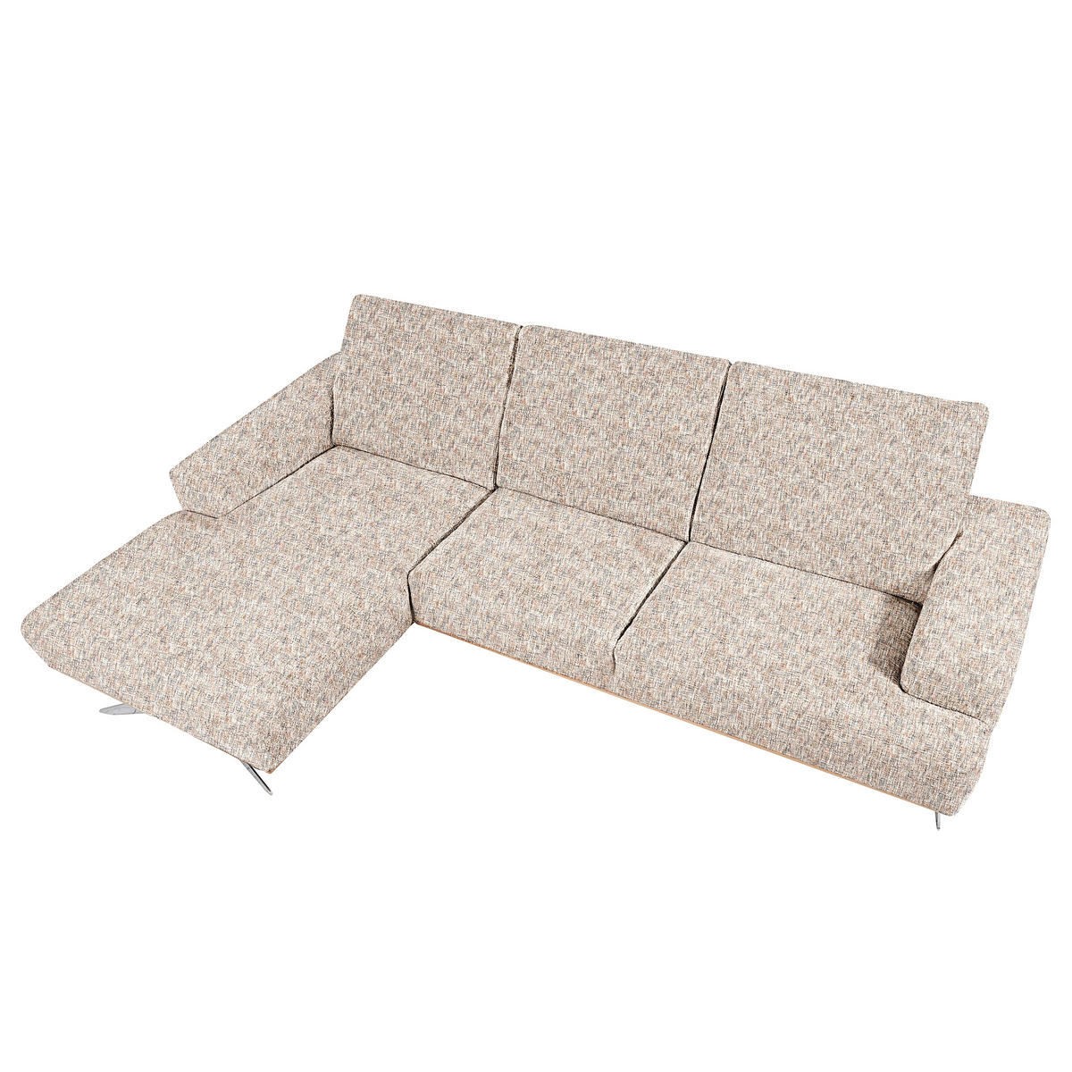 ECKSOFA PORTLAND in Struktur Blau, Gelb, Rot, Weiß Kopfteilverstellung  187/295 cm  - Chromfarben/Blau, Design, Holz/Textil (187/295cm) - Livetastic