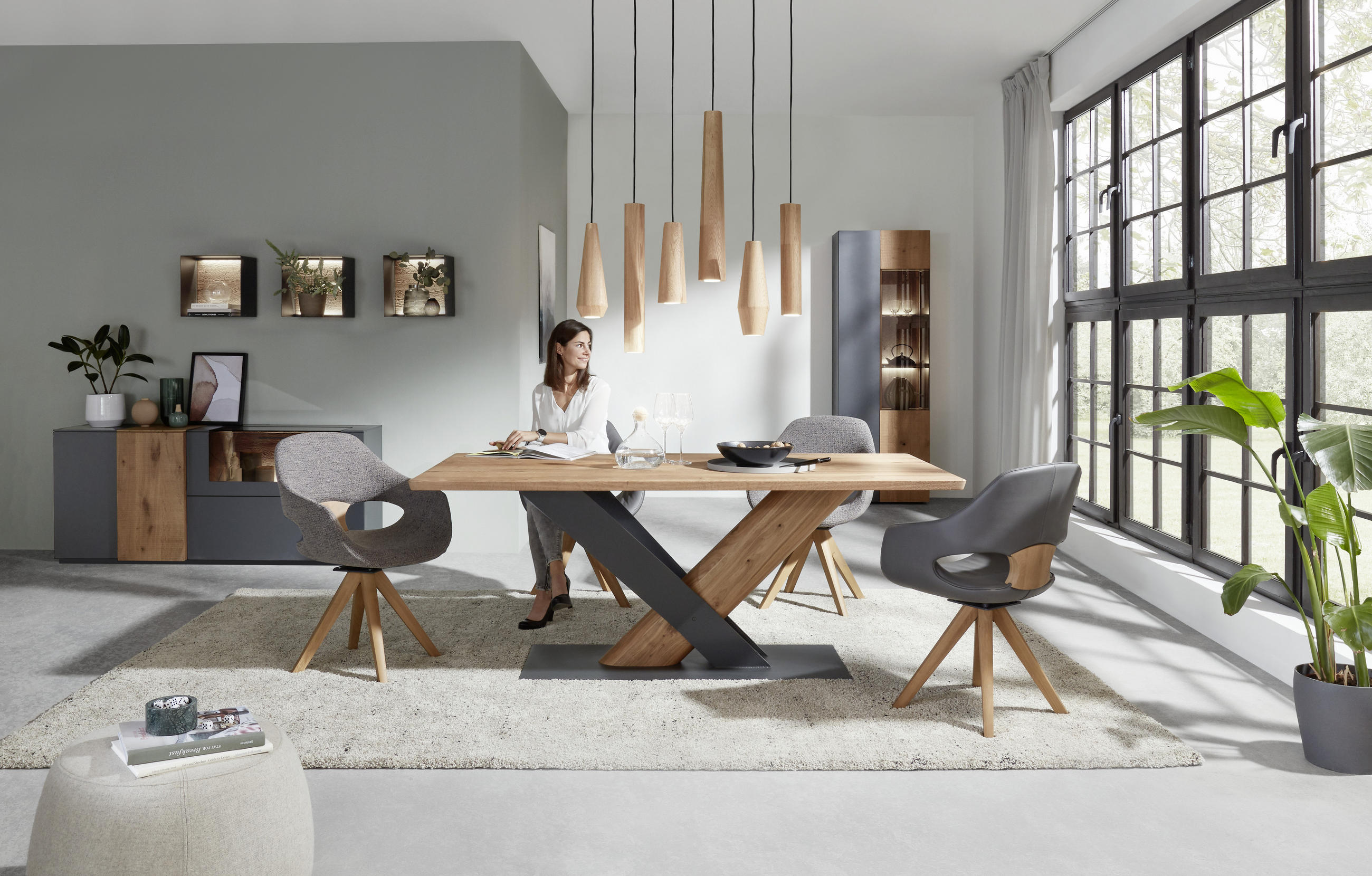 ARMLEHNSTUHL  in Flachgewebe  - Eichefarben/Grau, Natur, Holz/Textil (60/91/60cm) - Valnatura