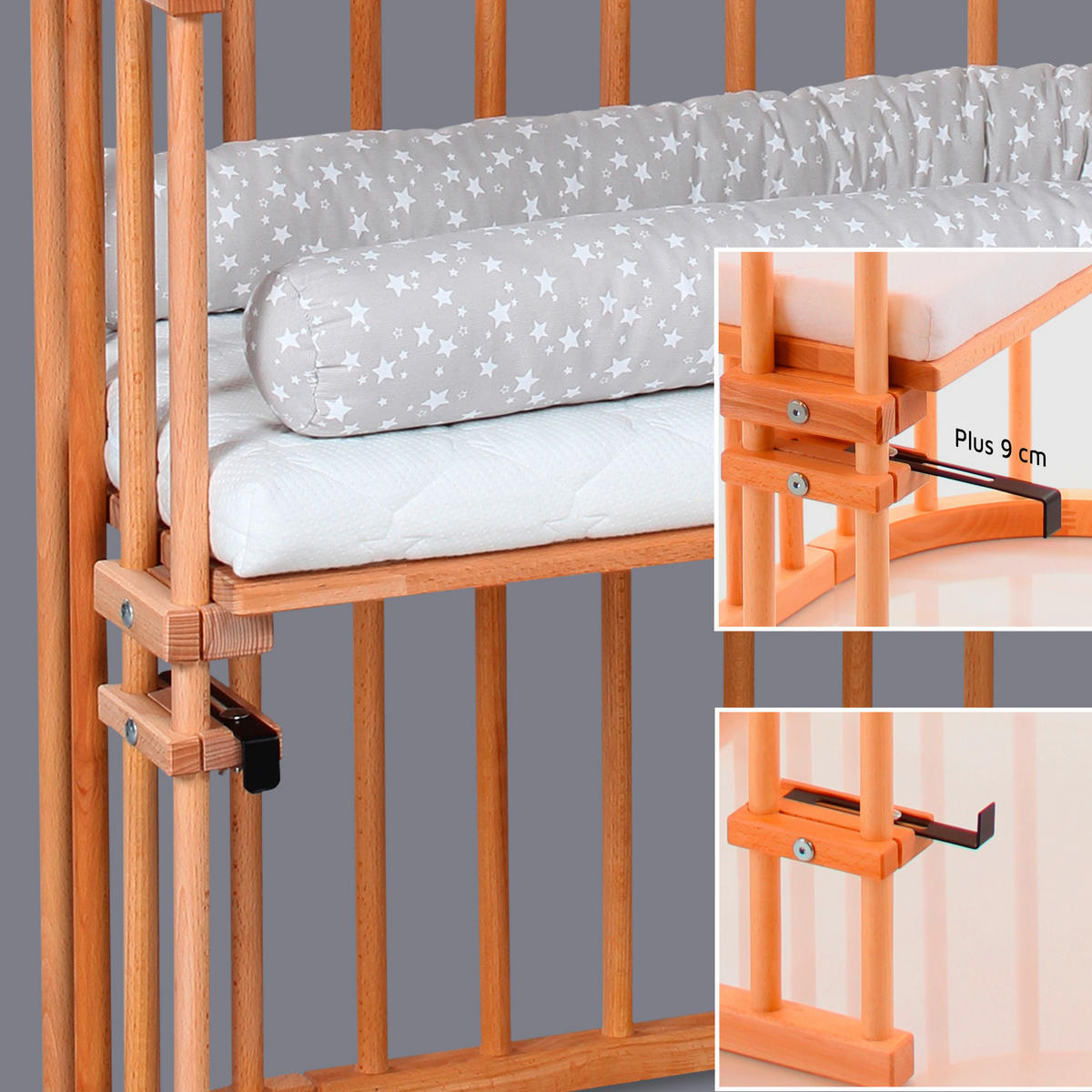 BEISTELLBETT  87/46/79 cm  - Kernbuche, Basics, Holz (87/46/79cm) - Babybay