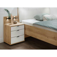 NACHTSCHRANK 40/48/43 cm  - Schieferfarben/Eiche Bianco, KONVENTIONELL, Glas/Holzwerkstoff (40/48/43cm) - Dieter Knoll