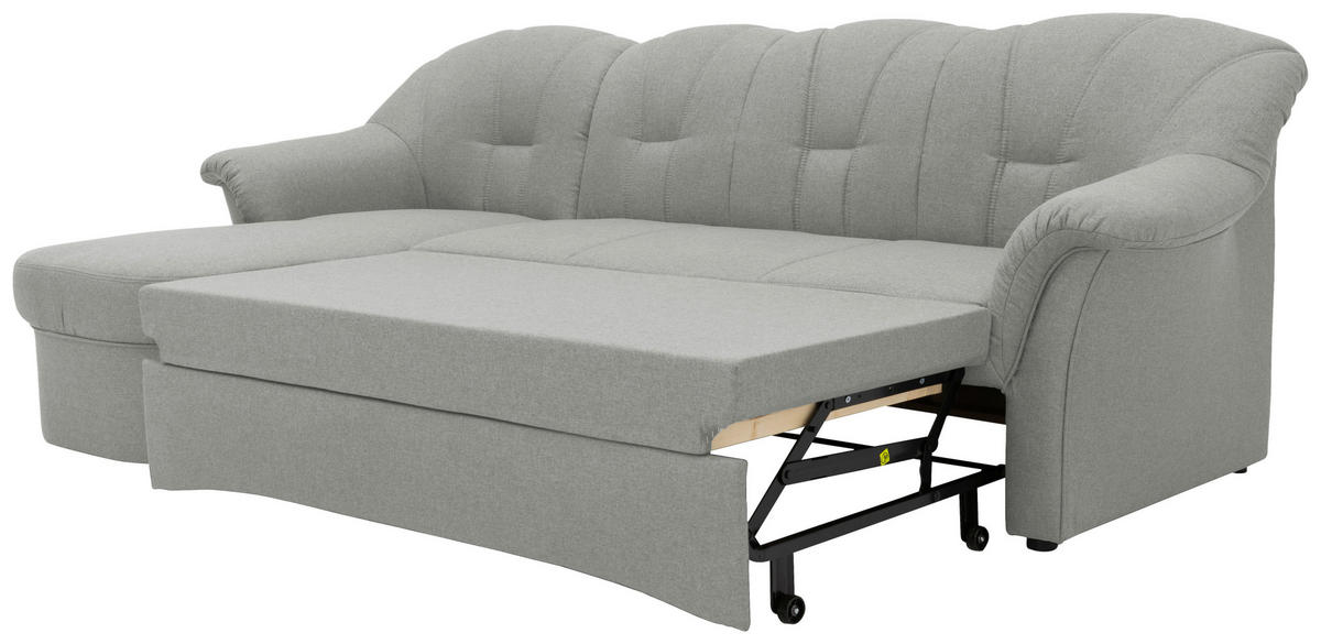 ECKSCHLAFSOFA  Silberfarben Webstoff  - Silberfarben/Schwarz, KONVENTIONELL, Kunststoff/Textil (142/233cm) - MID.YOU
